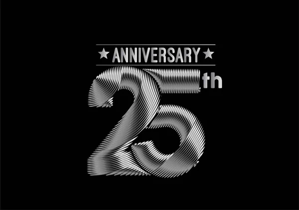 25Th Years Anniversary Celebration Silver Design Diseño Vectorial — Archivo Imágenes Vectoriales