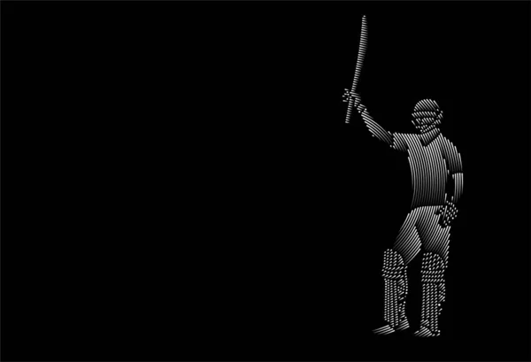 Concept Batsman Jouer Cricket Soulève Batte Après Avoir Marqué Siècle — Image vectorielle