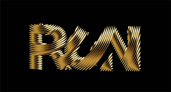 Run Gold Calligraphie Texte Vectoriel Illustration Design — Image vectorielle