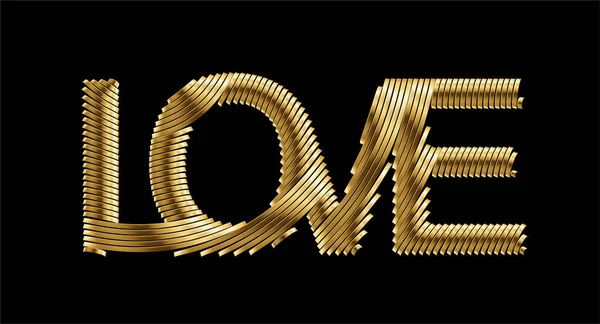 Love Gold Word Lettering Modern Calligraphy Script Love Text Vector — Stock Vector