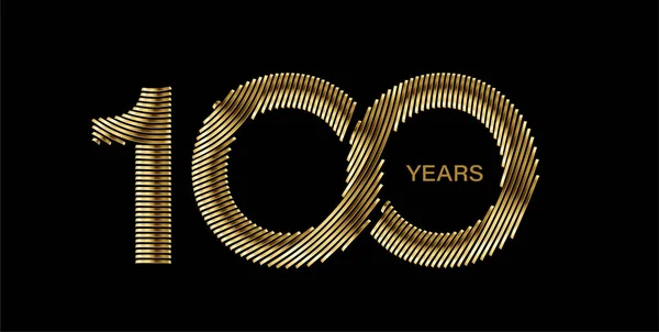 Texto Dourado 100 Anos Aniversário Celebração Vector Design — Vetor de Stock