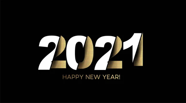 Happy New Year 2021 Gold Text Typography Design Poster Vector — Stock Vector