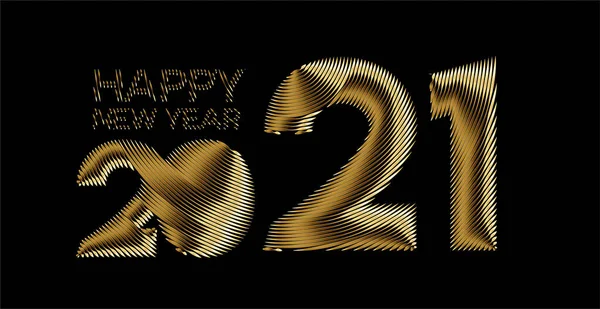 Happy New Year 2021 Gold Text Typography Design Poster Vector — Stock Vector