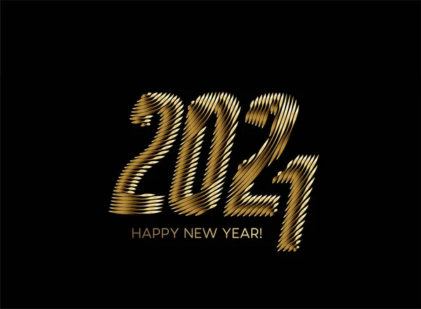 Happy New Year 2021 Gold Text Typography Design Poster Vector — 스톡 벡터