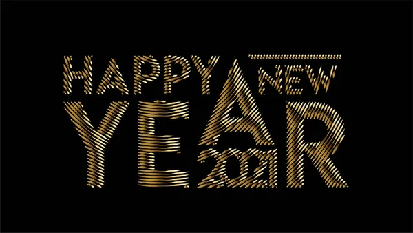 Gold Text Happy New Year 2021 Typography Design Pography Poster — 스톡 벡터