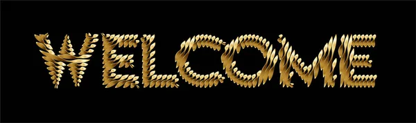 Gold Color Welcome Calligraphic Line Art Text Shopping Poster Vector — Stockový vektor