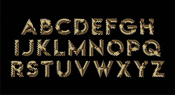 Gold Color Modern Abstract Font Set Alphabet Text Design — Stock Vector