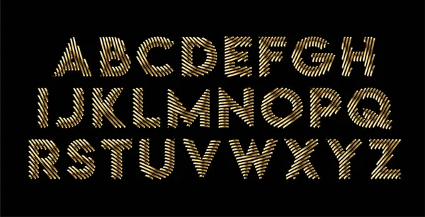 Gold Color Modern Abstract Font Set Alphabet Text Design — Stock Vector