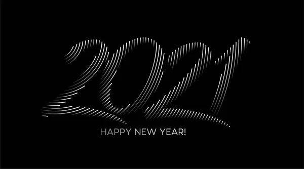 Happy New Year 2021 Silver Text Typography Design Poster Vector — Stock Vector