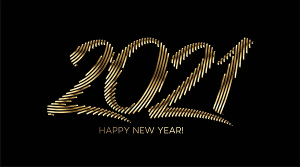 Felice Anno Nuovo 2021 Oro Testo Tipografia Disegno Poster Illustrazione — Vettoriale Stock