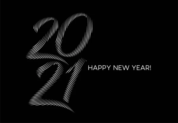 Happy New Year 2021 Silver Text Typography Design Poster Vector — 스톡 벡터