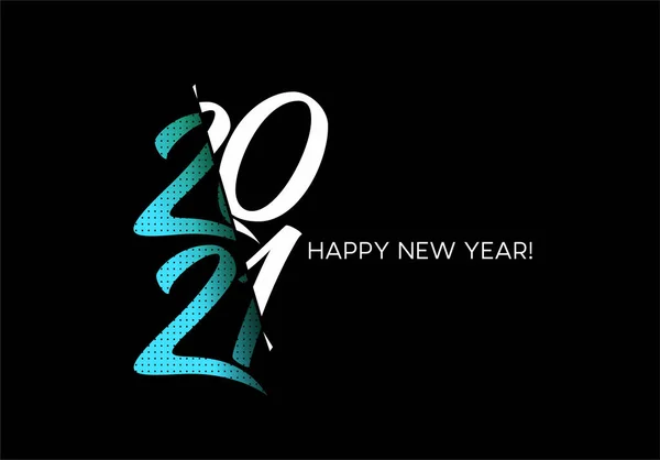 Feliz Año Nuevo 2021 Texto Tipografía Diseño Cartel Vector Ilustración — Archivo Imágenes Vectoriales