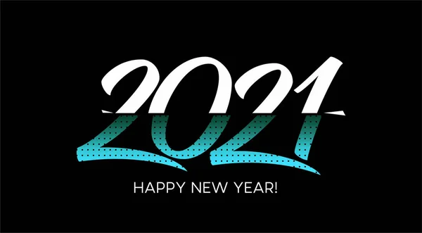 Feliz Año Nuevo 2021 Texto Tipografía Diseño Cartel Vector Ilustración — Vector de stock