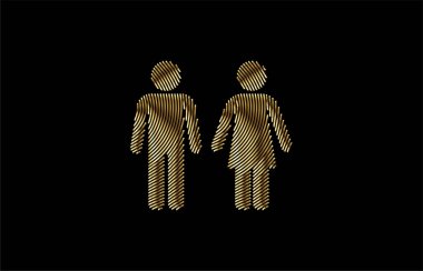 Erkek ve kadın kullanıcı altın ikon vektör tasarımı.