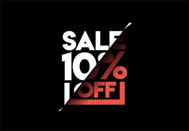 % 10 indirimli indirimli bayrak. İndirimli fiyat etiketi. Vektör Modern Yapıştırma İllüstrasyonu.