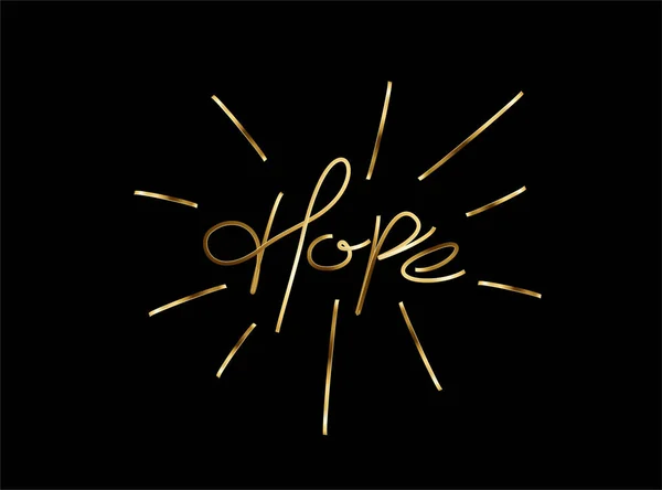 Hope Calligraphic Gold Font Style Text Vector Illustration Design — Stock Vector