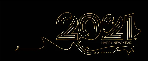 Καλή Χρονιά 2021 Χρυσό Κείμενο Τυπογραφία Σχεδιασμός Αφίσα Vector Illustration — Διανυσματικό Αρχείο