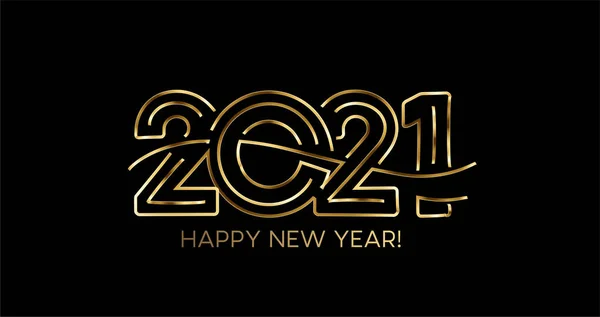 Šťastný Nový Rok 2021 Zlatý Text Typografie Design Plakát Vektorové — Stockový vektor
