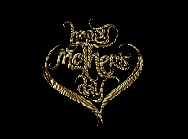 Feliz Día Las Madres Oro Letras Hechas Mano Caligrafía Vector — Vector de stock