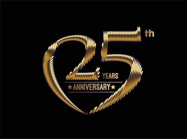 25º Aniversario Celebración Oro Vector Diseño — Archivo Imágenes Vectoriales