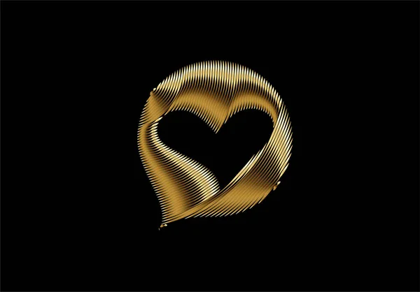 Corazón Oro Icono Símbolo Amor San Valentín Signo Vector Gráfico — Vector de stock