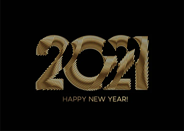 Feliz Año Nuevo 2021 Oro Texto Tipografía Diseño Cartel Vector — Archivo Imágenes Vectoriales