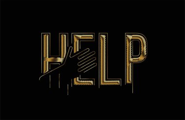 Kaligrafik Altın Satır Sanatına Yardım Metin afiş taşıyıcı illüstrasyon tasarımı.