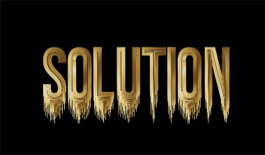 Çözüm Altın Satır Sanatı Metin Sanatı Afiş taşıyıcı illüstrasyon Tasarımı.