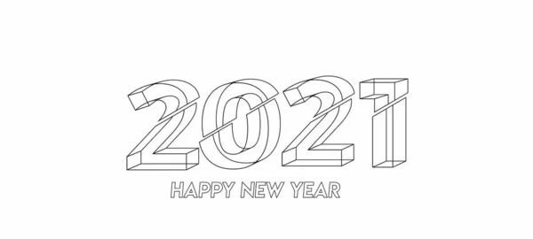 Happy New Year 2021 Text Typography Design Poster Vector Illustration — 스톡 벡터