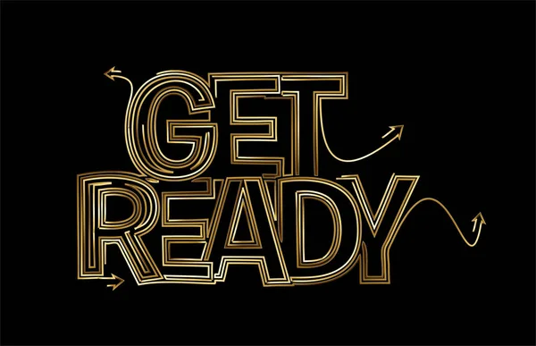 Gold Font Get Ready Text Made Vector Design Element — Stock Vector