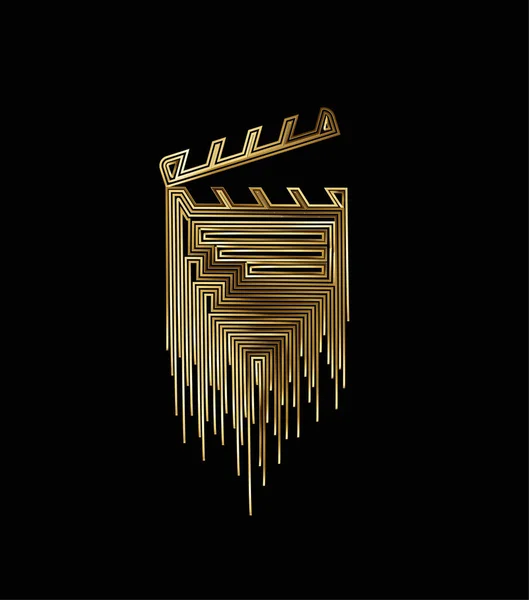 Movie Maker Clapper Oro Tablero Icono Vector Fondo — Archivo Imágenes Vectoriales