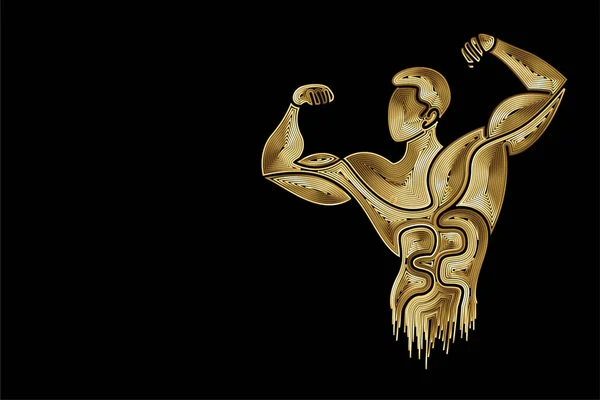 Bodybuilding Sport Und Aktivität Gold Line Art Zeichnung Vektor Illustration — Stockvektor