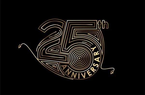 25周年記念ゴールドベクトルデザイン — ストックベクタ