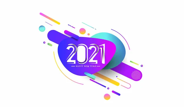 Abstract Colorful Happy New Year 2021 Text Typography Banner Poster — Stock Vector