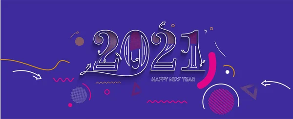 色彩艳丽的2021年新年祝福文字版画横幅招贴画设计 矢量图解 — 图库矢量图片