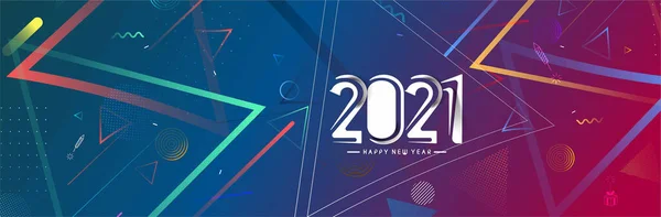 Rezumat Colorat Antet Happy New Year 2021 Text Tipografie Banner — Vector de stoc