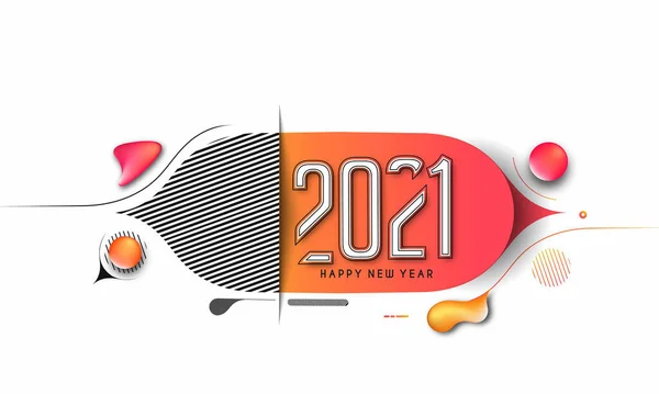 Abstraktní Barevný Šťastný Nový Rok 2021 Text Typografie Nápis Plakát — Stockový vektor