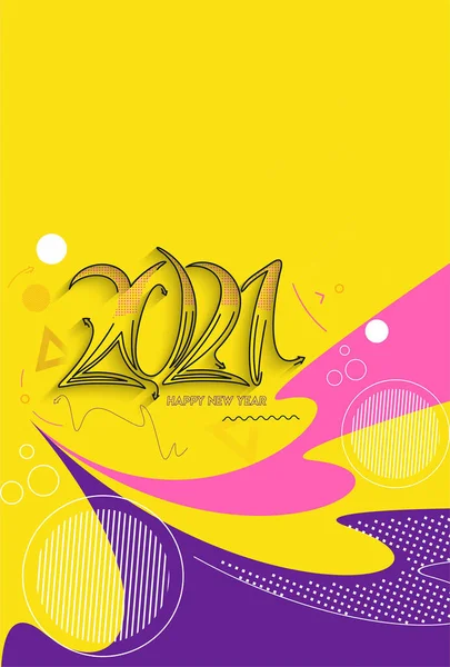 Happy New Year 2021 Text Tipografie Design Banner Poster Ilustrație — Vector de stoc