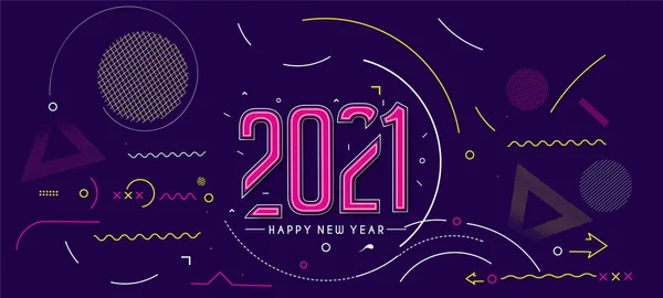 Abstrakt Bunt Frohes Neues Jahr 2021 Text Typografie Banner Poster — Stockvektor