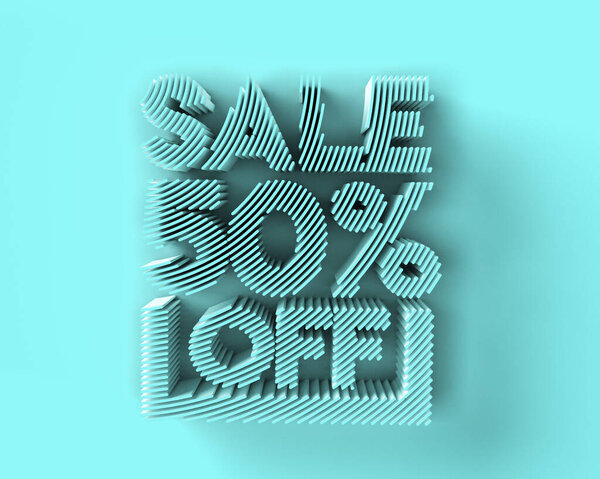 3D Render 50% скидка скидка на баннер серебро Скидка предложение иллюстрации Дизайн.