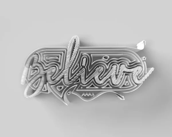 Render Believe Schriftzug Typografisches Illustrationsdesign — Stockfoto