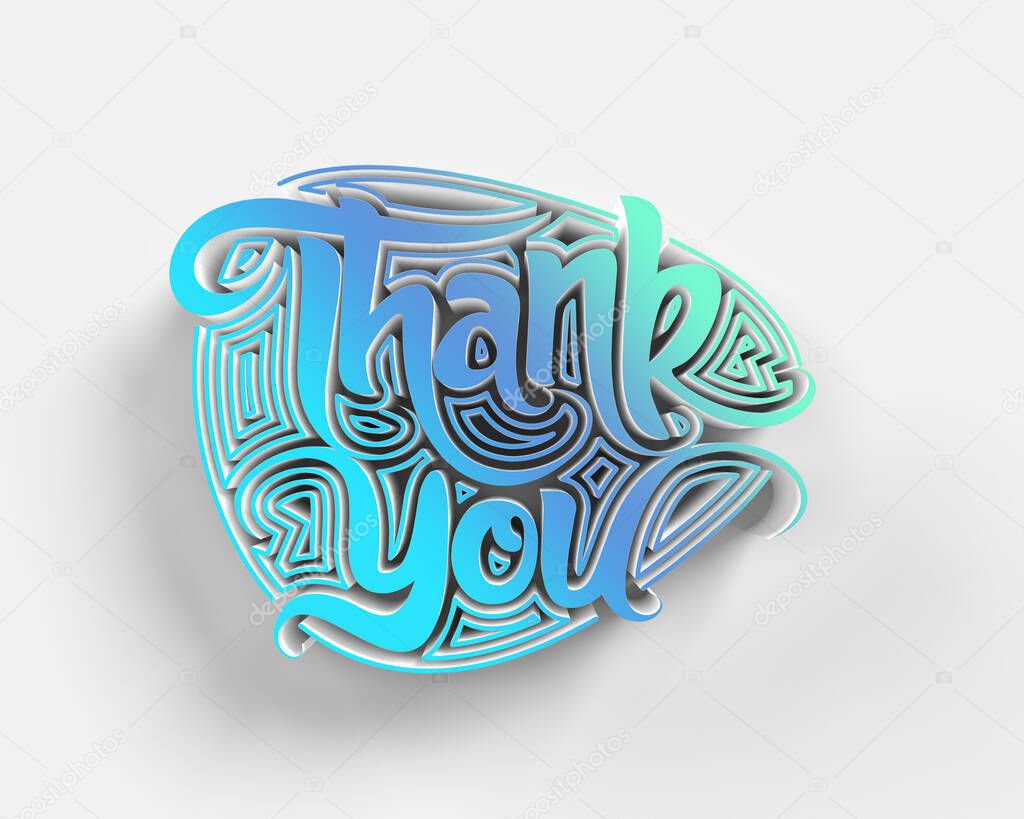 3D Render Thank You Gold lettering typographical Illustration Design.