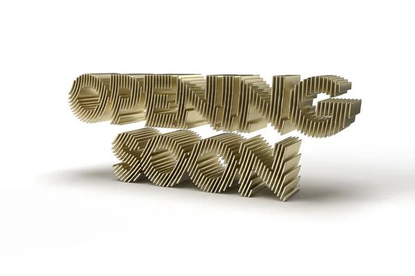 Rendring Opening Soon Calligraphic Gold Style Texto Ilustração Design — Fotografia de Stock