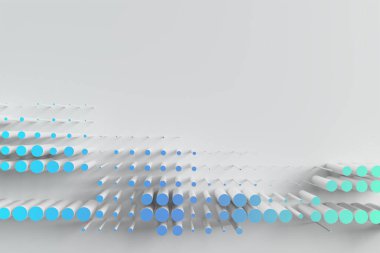 Geometrik yarım ton arkaplanının üç boyutlu soyut canlandırması. 3B konsept illüstrasyon.