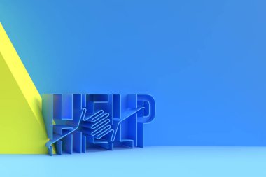 3B Yardım Hattı İnsan eli 3D Çizim Tasarımı.