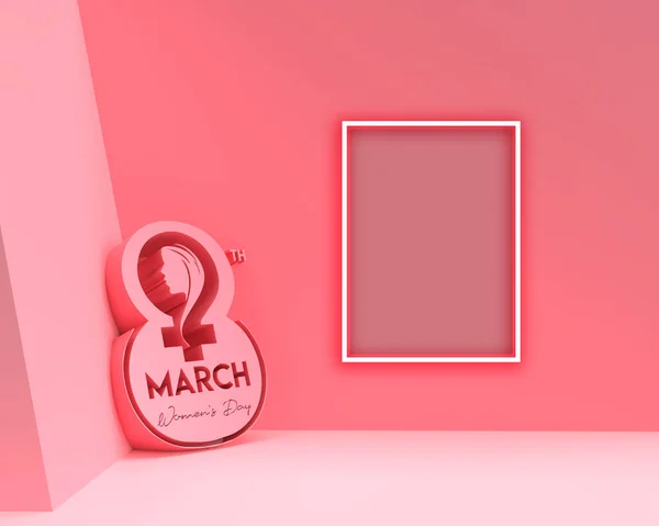 March Happy Women Day Render Flyer Poster Illustration Design — Stock Photo, Image