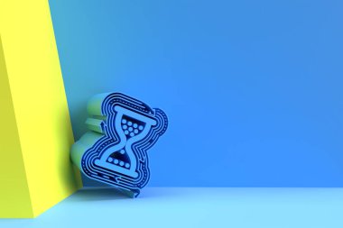 3 Boyutlu Render Kum Saati Fare Sembolü Soyut Uçuş / Poster 3d illüstrasyon Tasarımı.