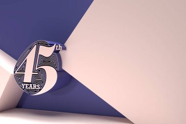 3D Hazırla 45. Yıldönümünü Metin Kutlama 3 boyutlu illüstrasyon Tasarımı.