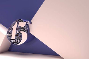 3D Render 45th Years Anniversary with Space of Your Text Celebration 3D illustration Design. clipart