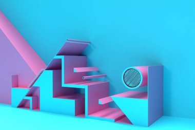 3B Render Soyut arkaplan. Dijital Flyer Posteri 3d Resim Tasarımı.